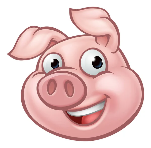 Uma Ilustração Uma Mascote Personagem Porco Desenhos Animados Feliz — Vetor de Stock
