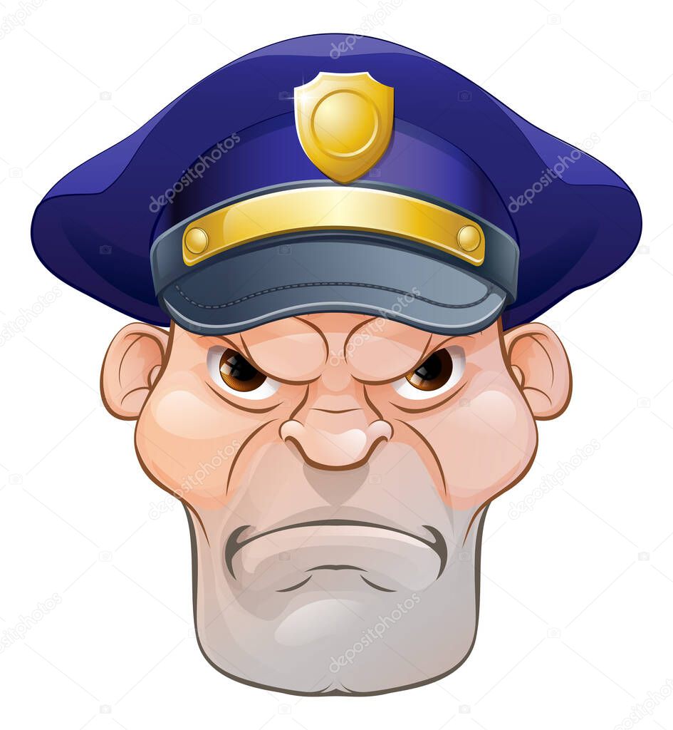 A rather mean looking tough policeman cartoon character