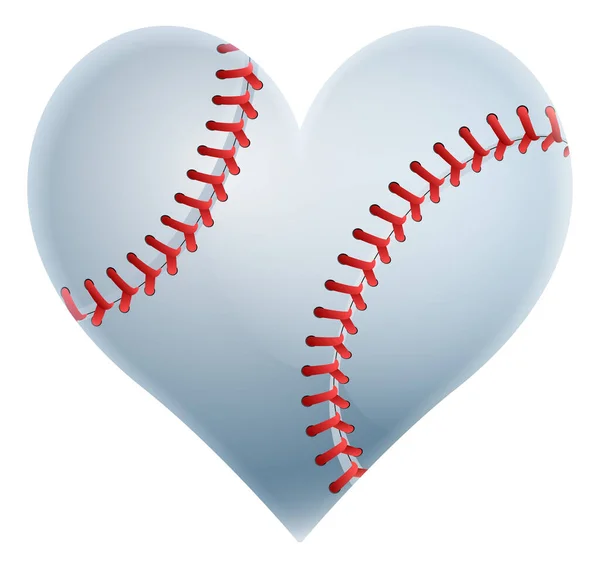 Baseballový Míček Tvaru Srdce Představující Lásku Hře Baseballu — Stockový vektor