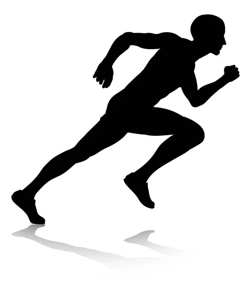 Runner Athlete Silhouette Sprinting Running — Stock Vector