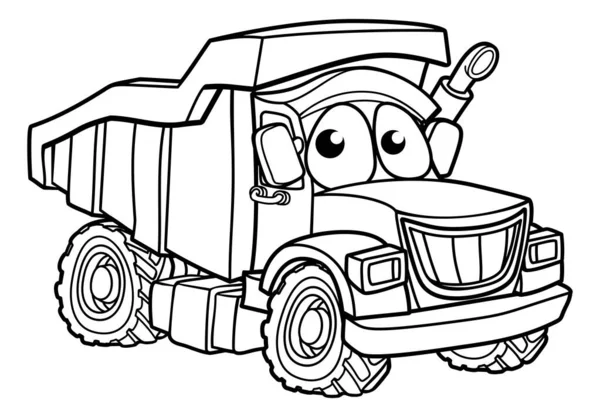 Dump Tipper Truck Lorry Dumper Construction Vehicle Cartoon Character — Vector de stock