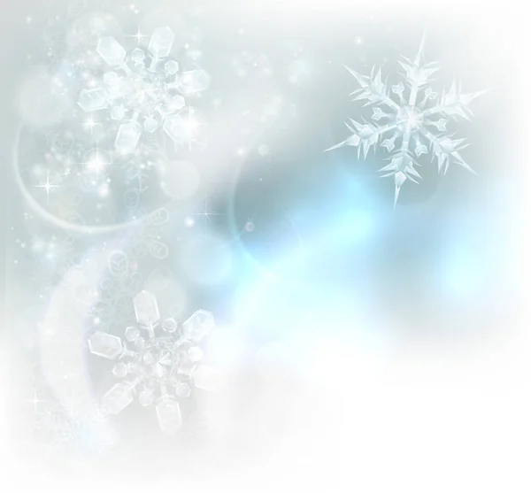 Christmas Snowflakes Silver Snow Ice Crystals Abstract Background — Wektor stockowy