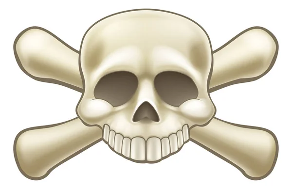 Cartoon Halloween Pirate Skull Crossbones Illustration — Vetor de Stock