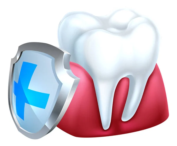 Conceptual Medical Dental Illustration Tooth Gum Being Protected — 스톡 벡터