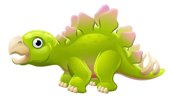 Cute Stegosaurus Cartoon Dinosaur Character — Vector de stock