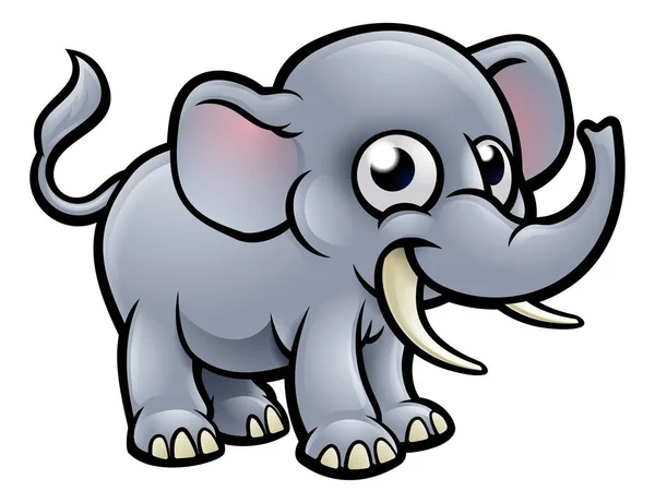 Personaje Dibujos Animados Animales Safari Elefante — Vector de stock