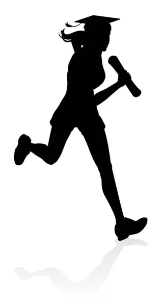 Ein Ausbildungskonzept Einer Läuferin Bei Einem Rennen Die Einen Hut — Stockvektor