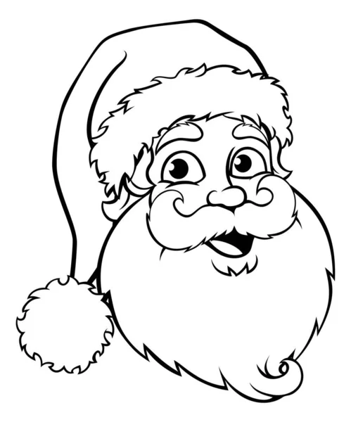 Santa Claus Cartoon Character Christmas Black White Illustration — Stockvector