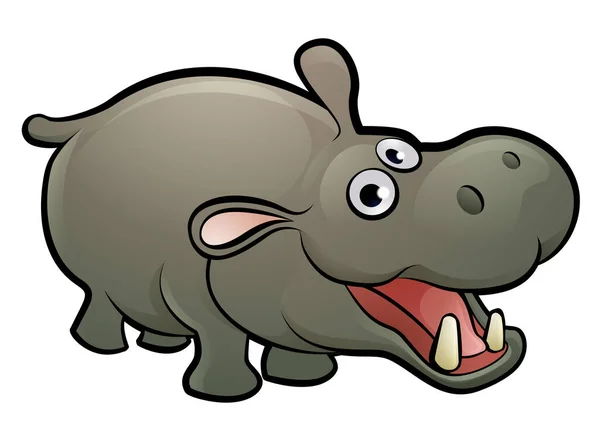 Personaje Dibujos Animados Animales Safari Hipopótamo — Vector de stock