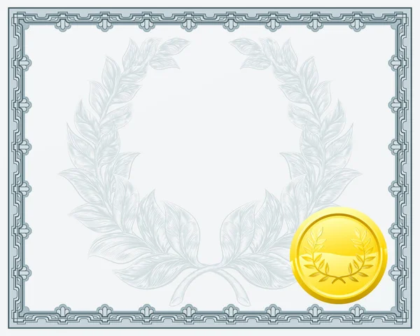 Qualification Award Certificate Background Template Laurel Wreath Motif — Image vectorielle