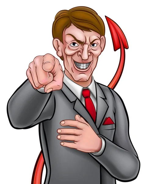 Evil Looking Businessman Suit Tie Pointing His Finger Needs You — Stockový vektor