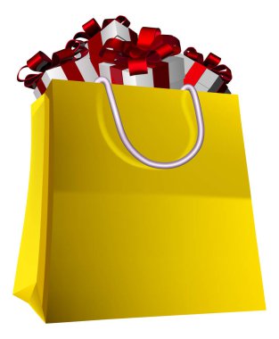 A Shopping bag full of Christmas or birthday gift presents