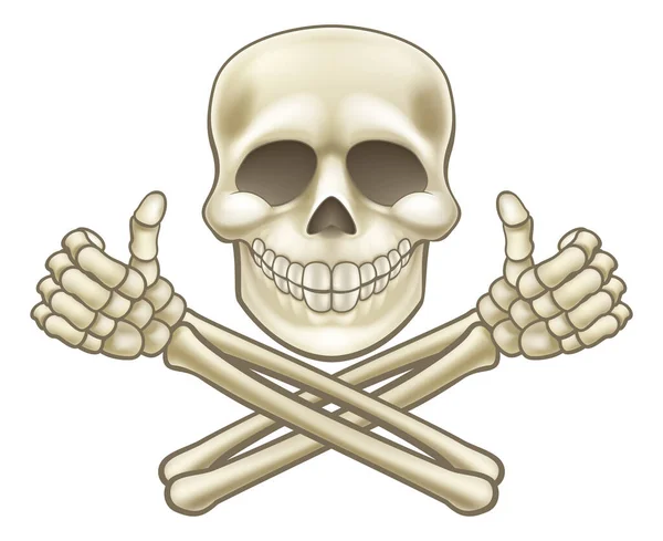 Cartoon Halloween Pirate Skull Crossbones Skeleton Giving Thumbs Illustration — 스톡 벡터