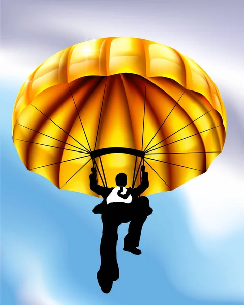 Golden Parachute Businessman Conceptual Business Illustration — Διανυσματικό Αρχείο