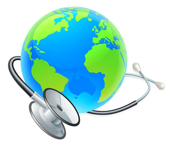 Conceptual Illustration Planet Earth Stethoscope Wrapped — Image vectorielle
