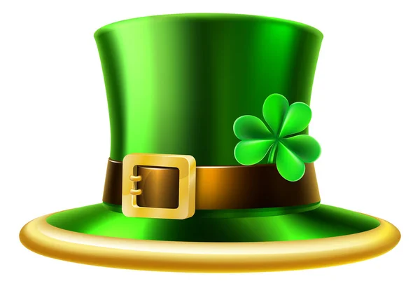 Illustration Patricks Day Leprechaun Shamrock Green Hat — Vetor de Stock