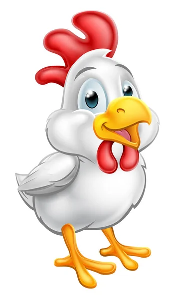 Cute Cartoon Cockerel Rooster Chicken Bird Character Illustration — Vetor de Stock