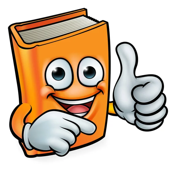 Book Cartoon Character Education Mascot Giving Thumbs Pointing — Wektor stockowy