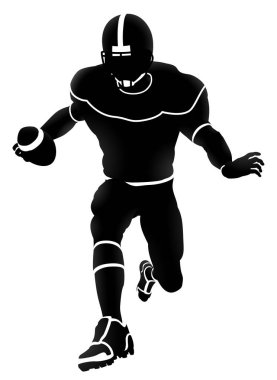 Detailed silhouette American Football player charging from the front