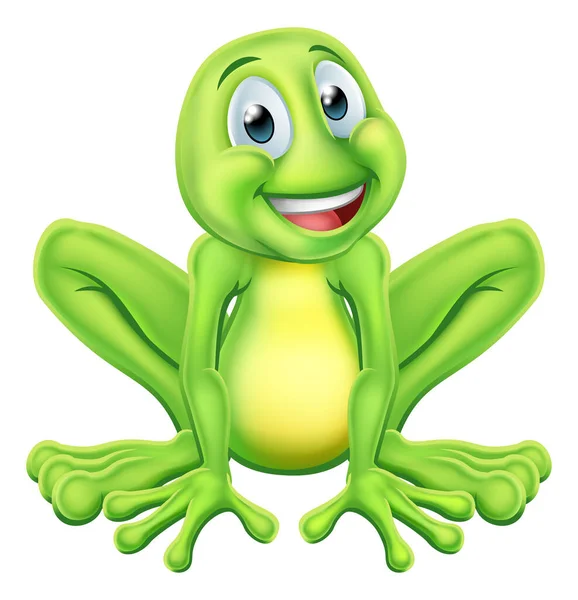 Frog Cute Cartoon Character Mascot — Vetor de Stock