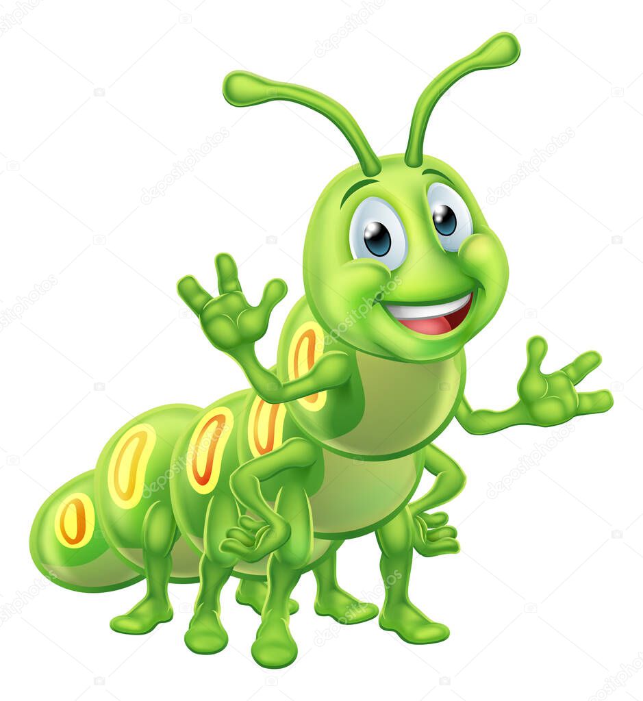 A caterpillar worm cute cartoon character mascot