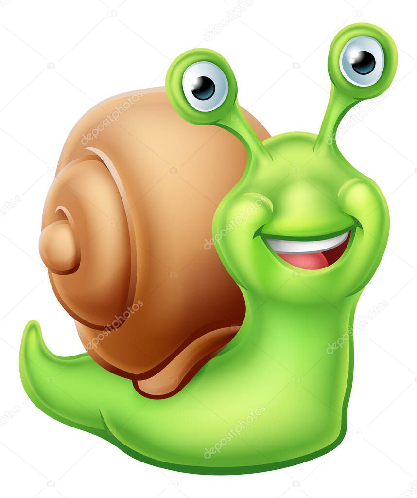 A cute snail worm cartoon character mascot