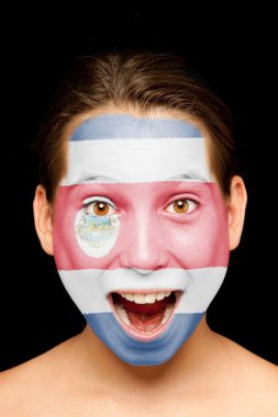 girl with Costa Rican flag on her face clipart