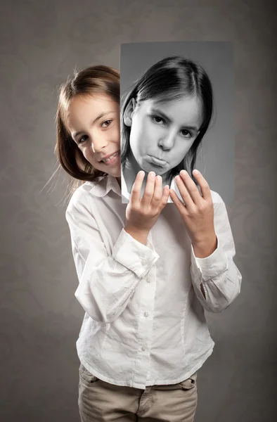 Little girl with two faces — Stock Photo, Image