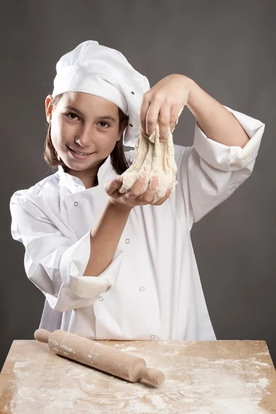 Chef working the dough — Stock Photo, Image