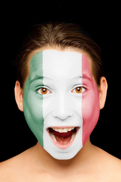 Girl with mexican flag on her face — Stock Photo, Image