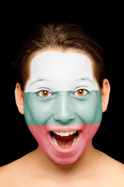 Girl with bulgarian flag painted on her face — Stock Photo, Image