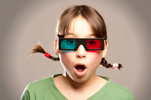 Young girl wearing 3d glasses — Stock Photo, Image