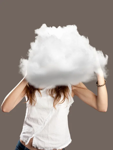 Woman with cloud — Stock Photo, Image