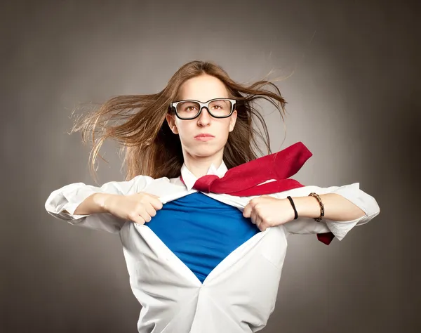 Mujer como un superhéroe — Foto de Stock