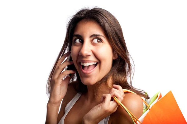 Young woman speaking on the phone — Stock Photo, Image