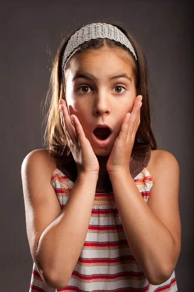 Little girl with surprise expression — Stock Photo, Image