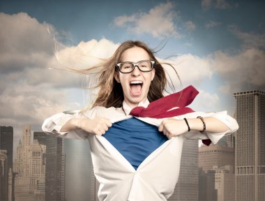 Woman like a superhero clipart