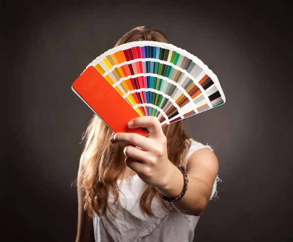 Woman with pantone — Stock Photo, Image