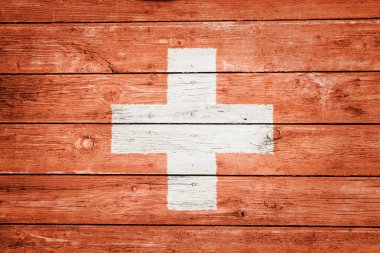 ahşap üzerine İsviçre bayrağı