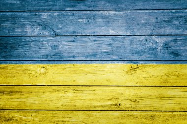 ahşap üzerine Ukrayna bayrağı