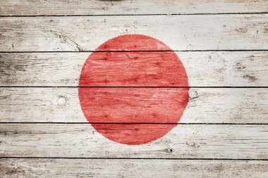ahşap üzerine Japon bayrağı