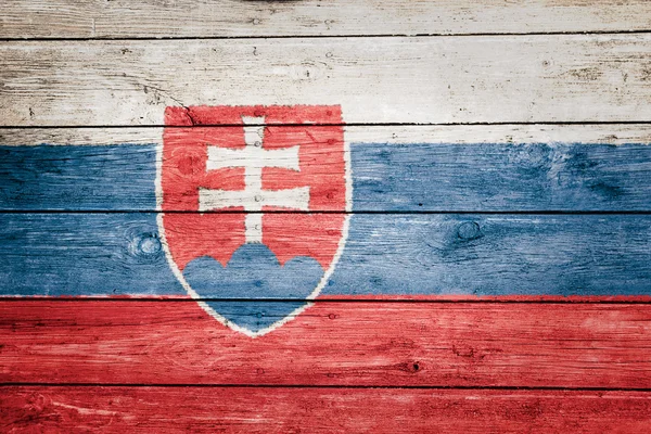 Bandera eslovaca sobre madera — Foto de Stock