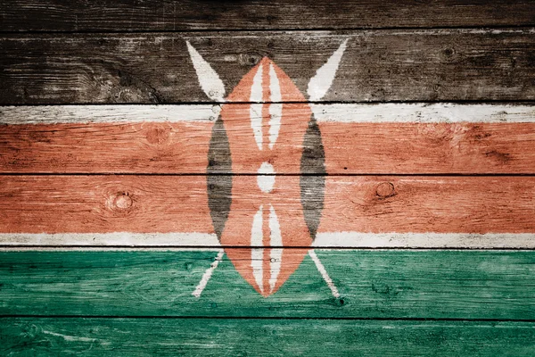 Kenya flag on wood — Stock Photo, Image