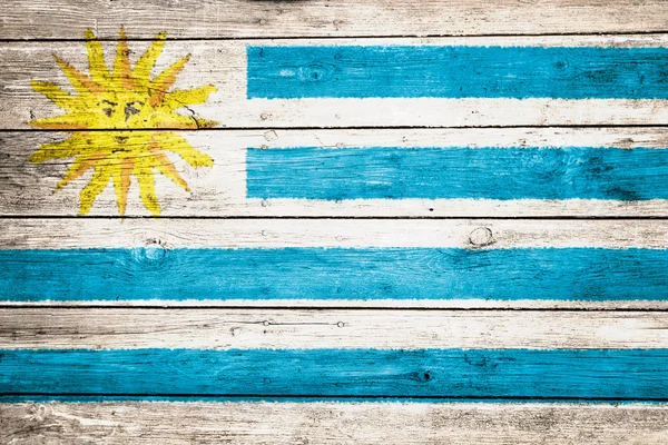 木材にウルグアイの旗 — ストック写真