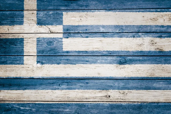 Griekse vlag op hout — Stockfoto