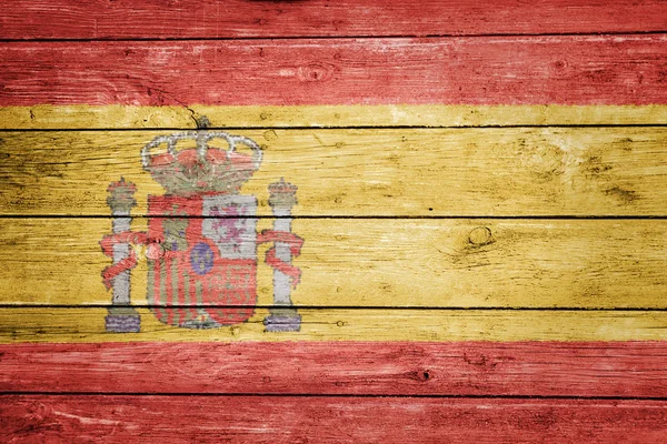 Bandeira espanhola em madeira — Fotografia de Stock