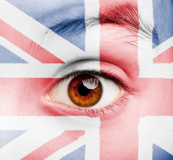 Menina com bandeira britânica pintada — Fotografia de Stock