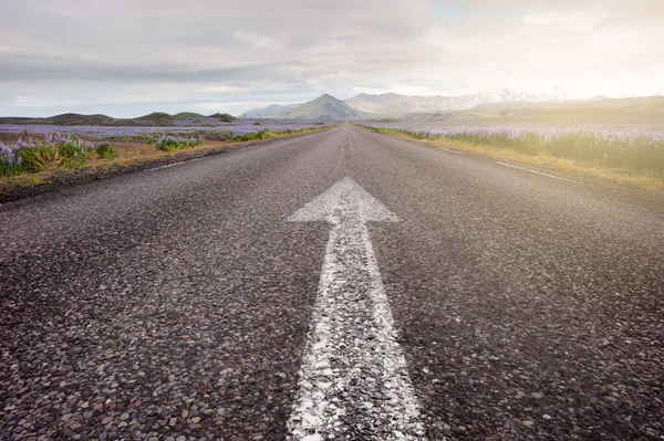 Road Arrow Asphalt Road Pointing Horizon High Quality Photo — Φωτογραφία Αρχείου