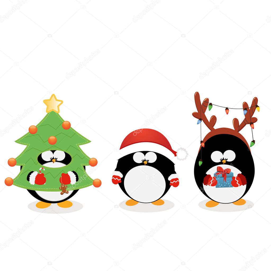 Christmas Penguin Set — Stock Vector © PinarInce 14249079