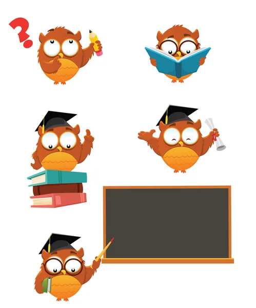 Intelligent Owl Set — Stock Vector